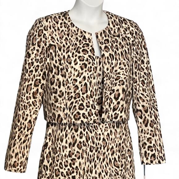 Avec Les Filles Leopard Print Mini Dress Jacket 2pc Set Sz 12 NWT Party Chic - Picture 3 of 13